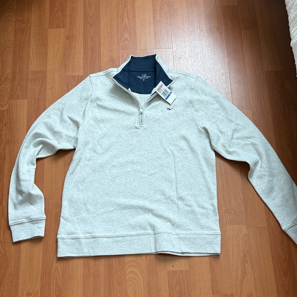 Vineyard Vines Heather Gray Quarter-Zip Sweater